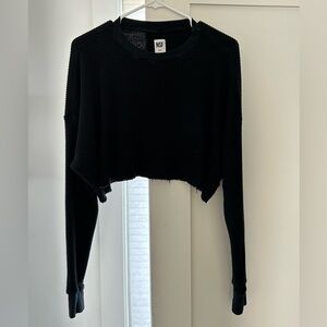 NSF Black Long Sleeve Thermal Crop Top